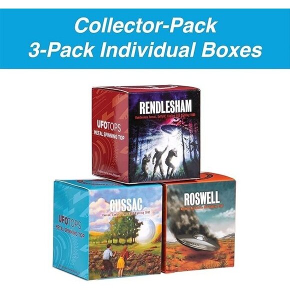 UFO Tops Metal Spinning Tops Andromeda Series Collector 3-Pack Cosmic Silver NEW - Picture 3 of 6